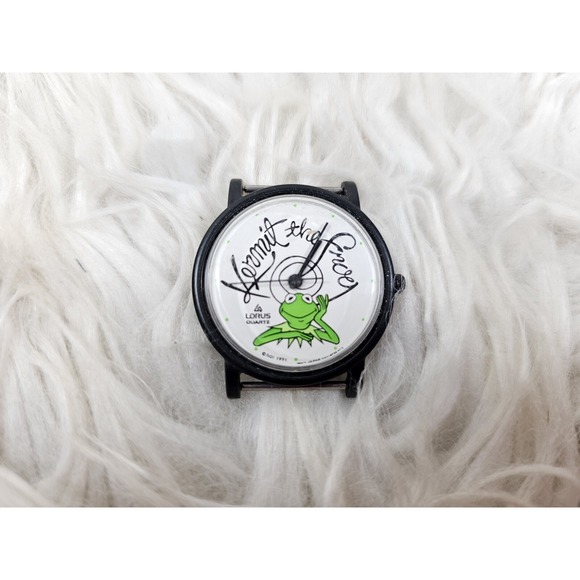 Lorus Other - Lorus Kermit The Frog 1991 Black Round Case Black Faux Leather Band Watch -